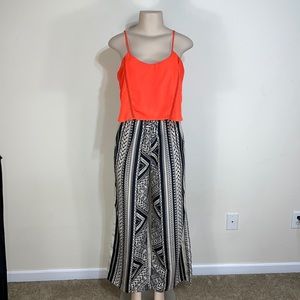 Flying Tomato Neon Orange Open Back Palazzo Romper